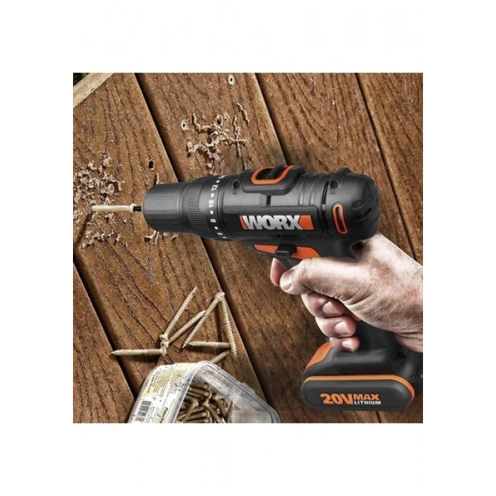 Worx WX108 20V/2.0AH. Li-Ion Çift Akülü Profesyonel Şarjlı Matkap