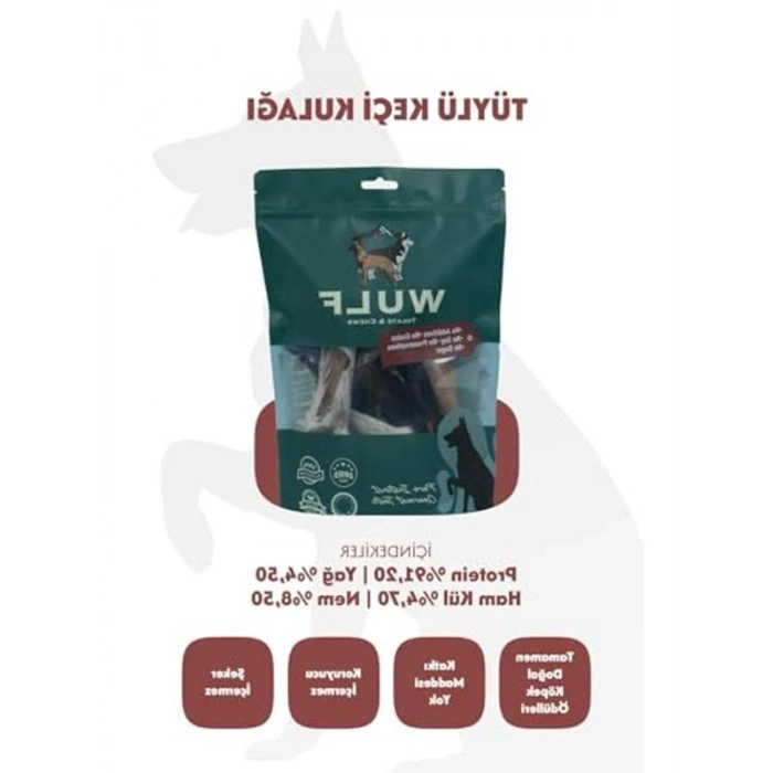 WULF Tüylü Keçi Kulak%100 Doğal Köpek Ödül Maması
