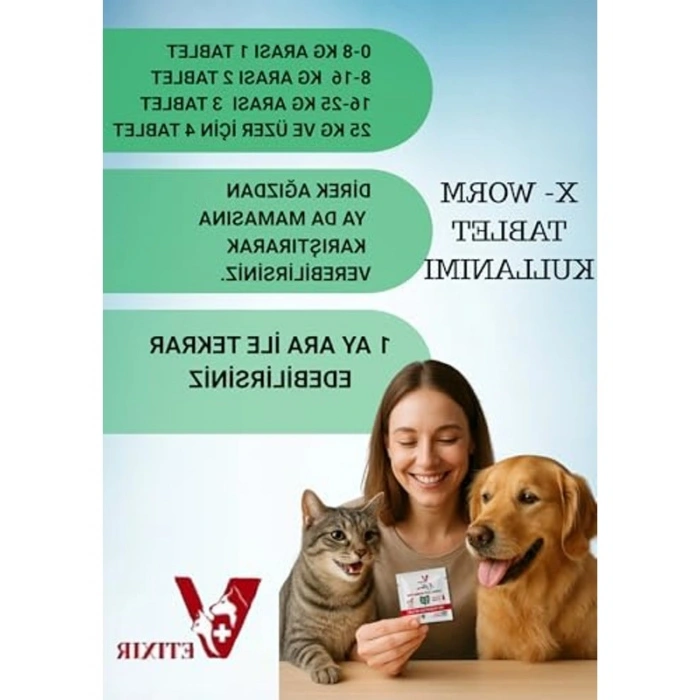X-WORM Bitkisel İç Parazit Tableti, Kedi ve Köpekler İçin