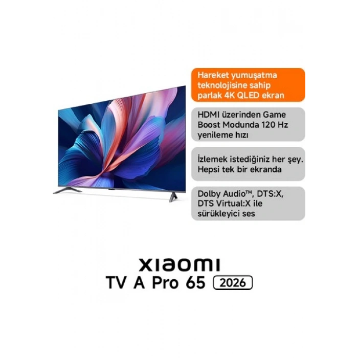 Xiaomi A Pro 65 2026 - 4K Ultra HD Google Smart Uydu Alıcılı QLED TV