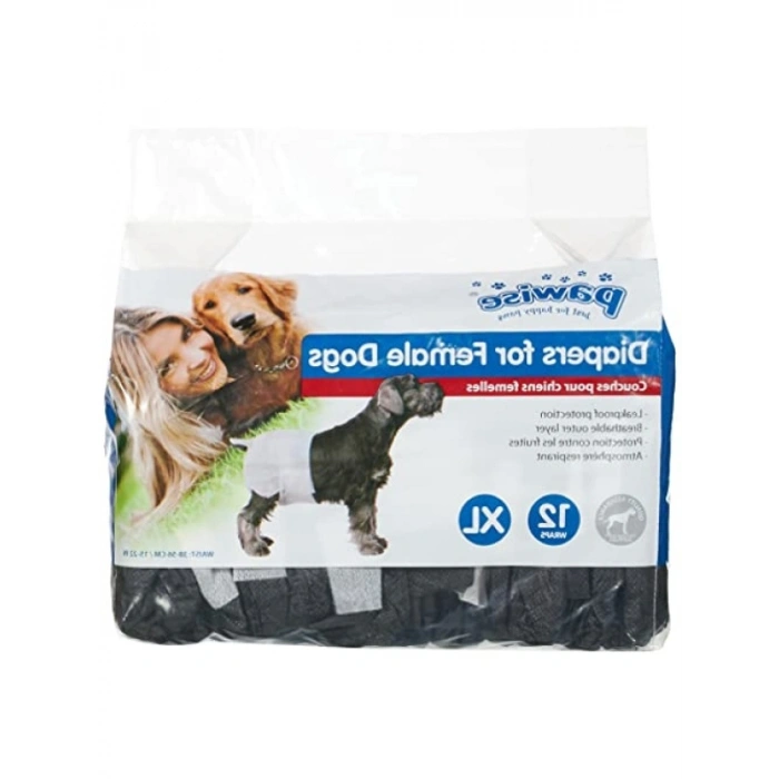 XL Boy Siyah Köpek Alt Bağlama Bezi - 12 Adet