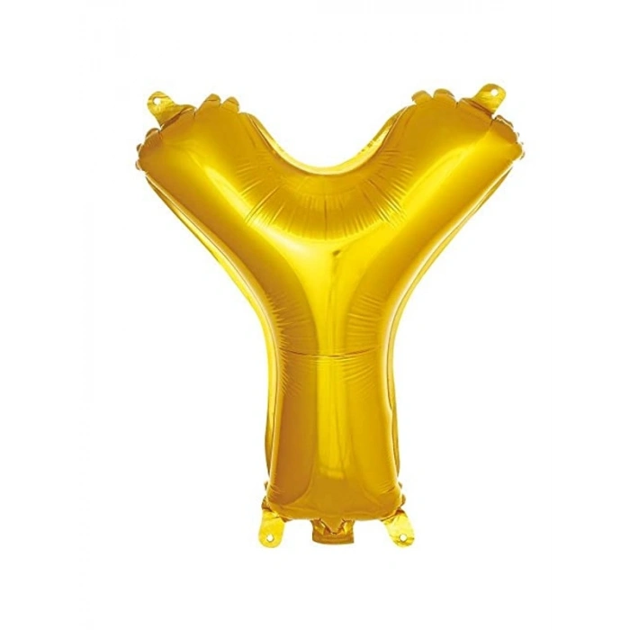 Y Harfi 16 İnç Gold Renk Folyo Balon 36 CM (Altın)