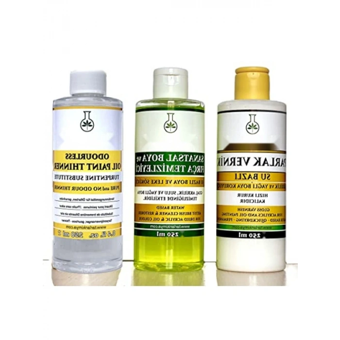 Yağlı Boya Seti: Terebentin, Vernik ve Temizleyici, 3 x 250 ml
