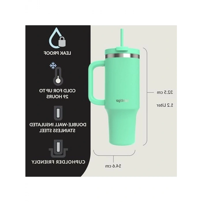 Yalıtımlı Su Şişesi, 1.2L Kapasite ile Açık Yeşil Renk Seçeneği