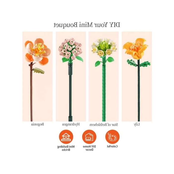 Yapay Çiçeklerle Yapı Seti, 568 Parça