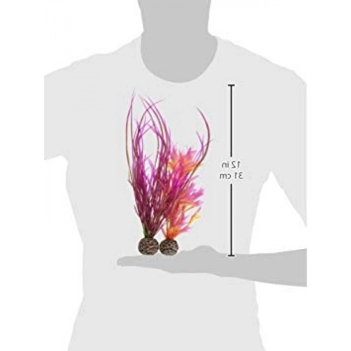 Yapay Orta Büyüklükte Dekoratif Bitki Seti - Kırmızı/Pembe