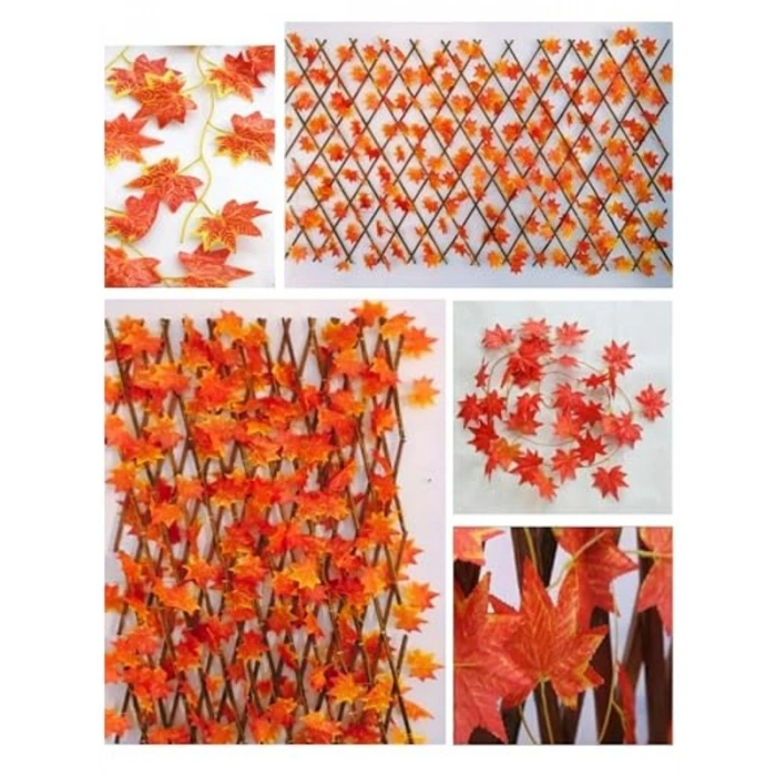Yapay Sarmaşık Balkon Bahçe Çiti Dekoru, Sonbahar Yapraklı