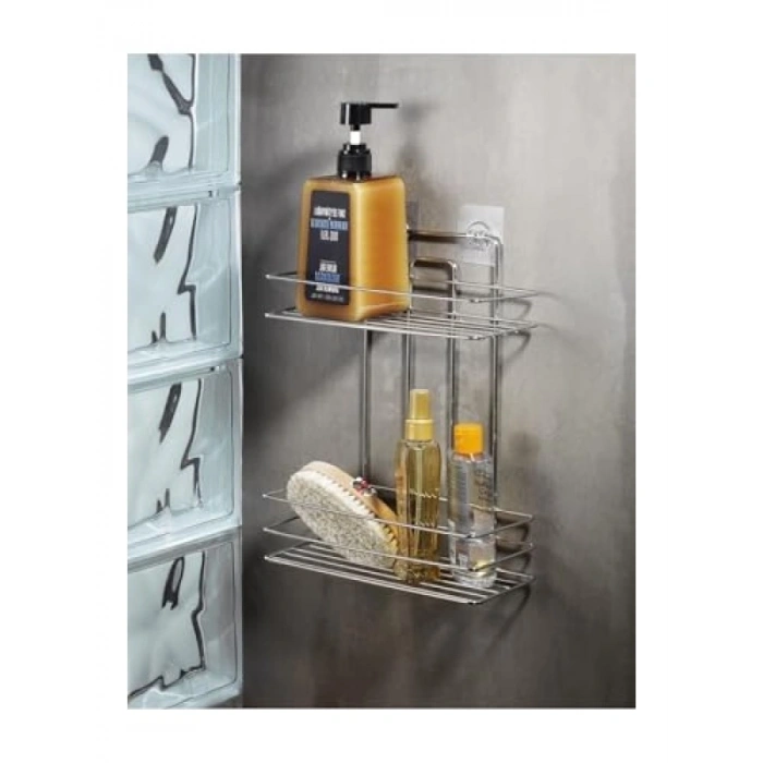 Yapışkanlı 2 Katlı Banyo Şampuanlık Düzenleyici