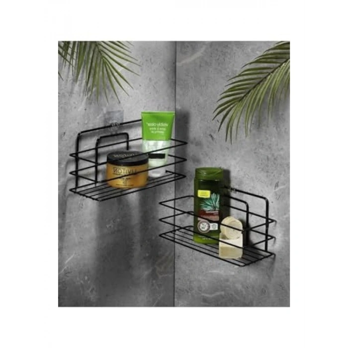 Yapışkanlı Banyo Düzenleyici Duş Rafı - 2 Adet