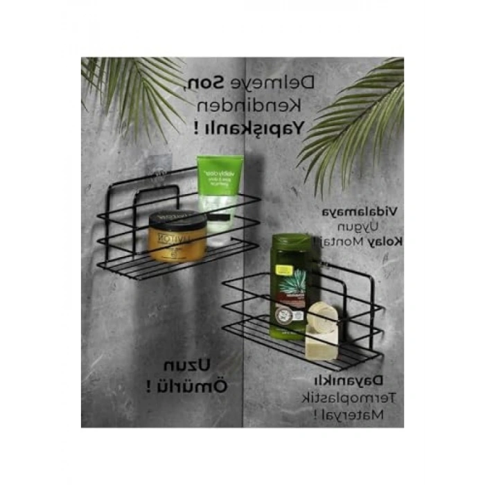 Yapışkanlı Banyo Düzenleyici Duş Rafı - 2 Adet