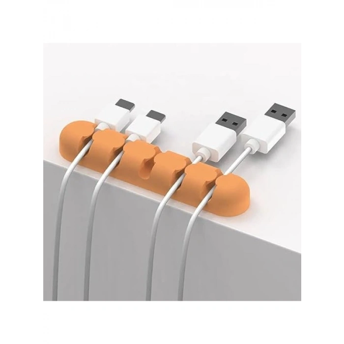 Yapışkanlı Kablo Düzenleyici Organizer - Turuncu