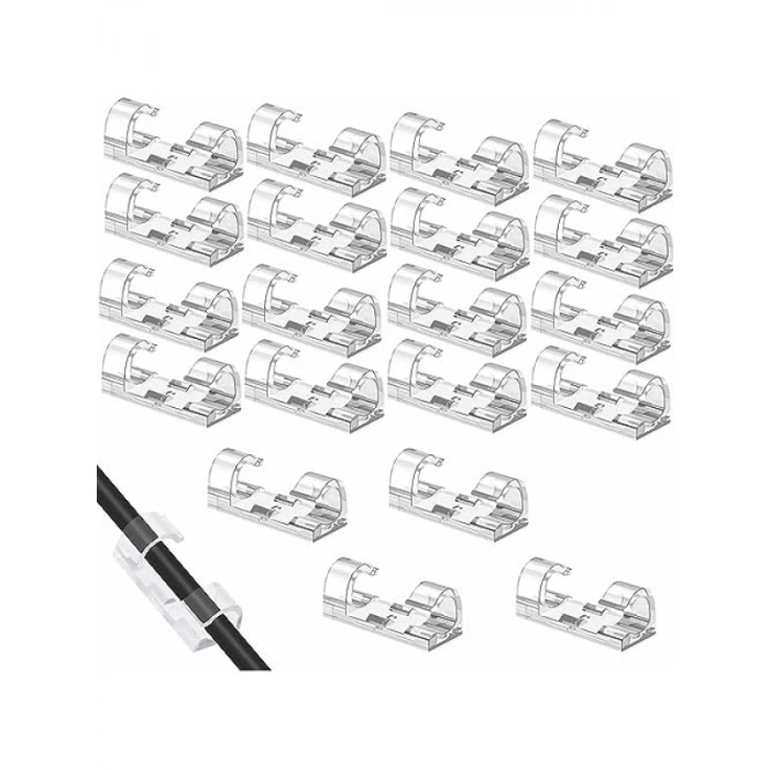 Yapışkanlı Kablo Sabitleyici Klips - 20 Adet