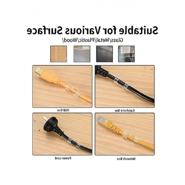 Yapışkanlı Kablo Sabitleyici Klips - 20 Adet