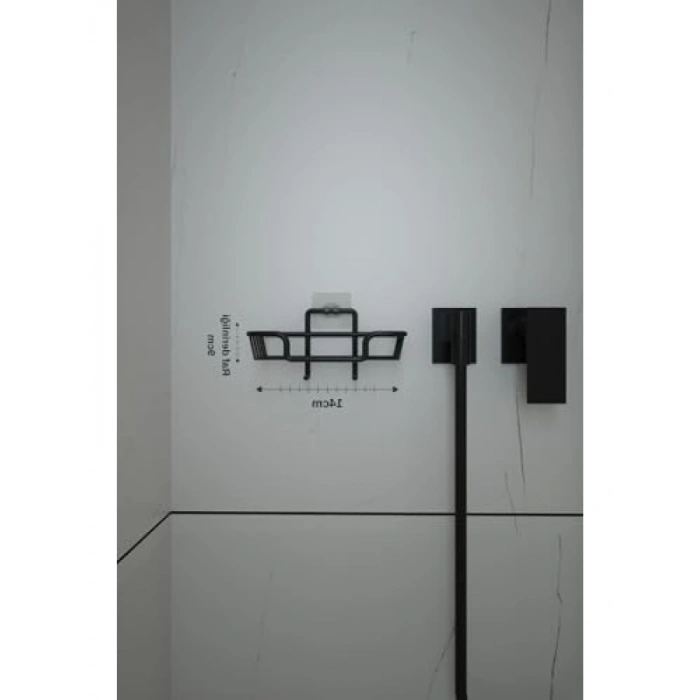 Yapışkanlı Kancalı Çok Amaçlı Siyah Mutfak Rafı