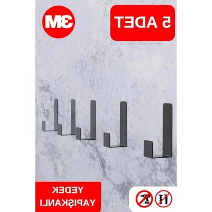 Yapışkanlı Kapı Arkası Askılık, 5li Set, 3M Yapışkan Tasarım