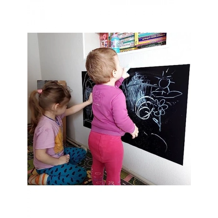 Yapışkanlı Kara Tahta 100x30 cm, Hediyeli Tebeşir ile