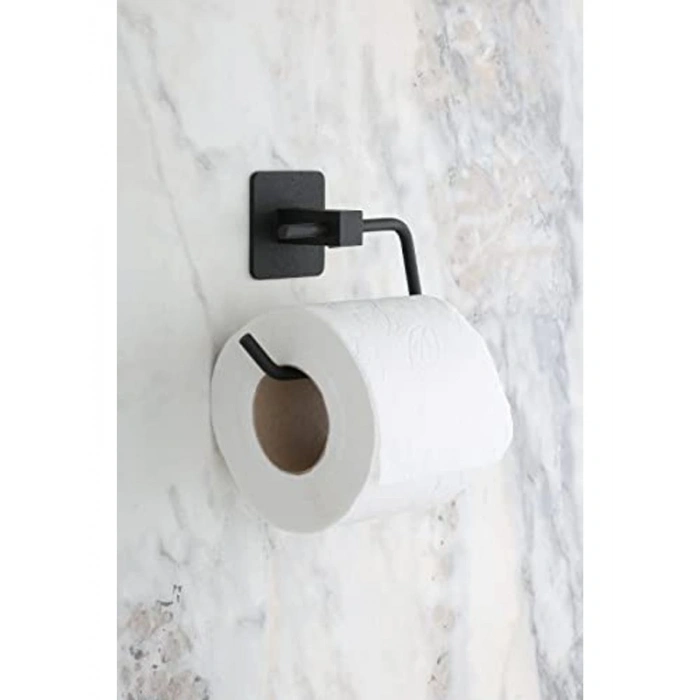 Yapışkanlı Kare Tuvalet Kağıtlığı, Wc Kağıdı Askısı, Siyah