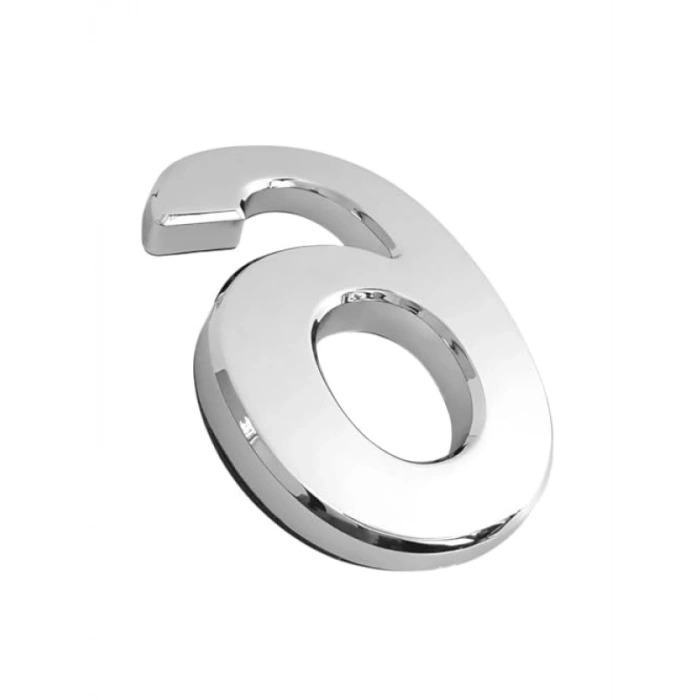 Yapışkanlı Küçük Kapı Numarası 50 mm Krom Renk Numara 6