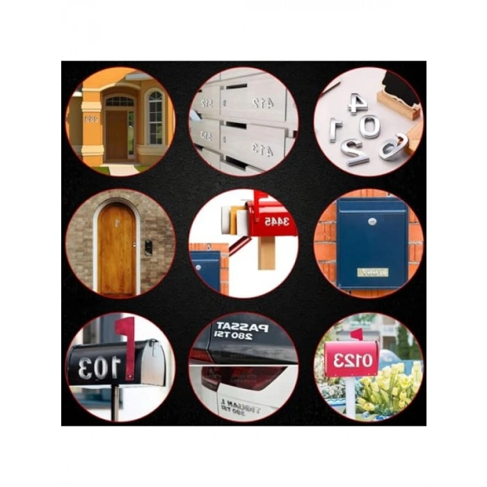 Yapışkanlı Küçük Kapı Numarası 50 mm Krom Renk Numara 6