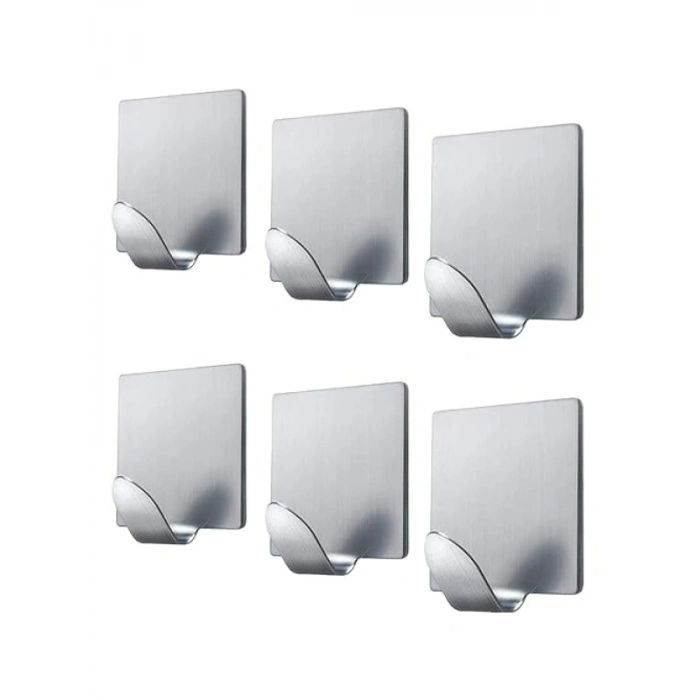 Yapışkanlı Metal Askı, Gümüş Renk, 2x2 cm