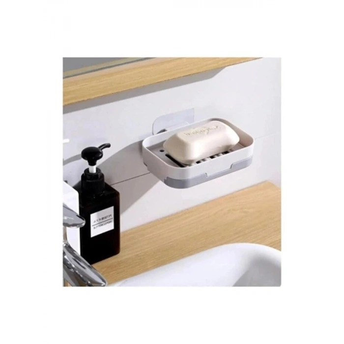 Yapışkanlı Modern Tasarımlı Sabunluk ve Süngerlik Seti