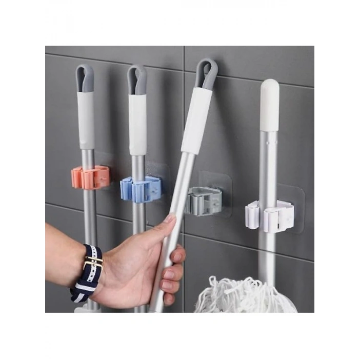 Yapışkanlı Pratik Mop Tutucu, 4 Adet, Beyaz Renk
