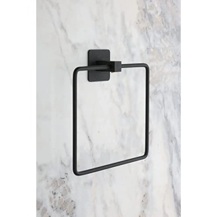 Yapışkanlı Siyah Kare Havluluk Askısı