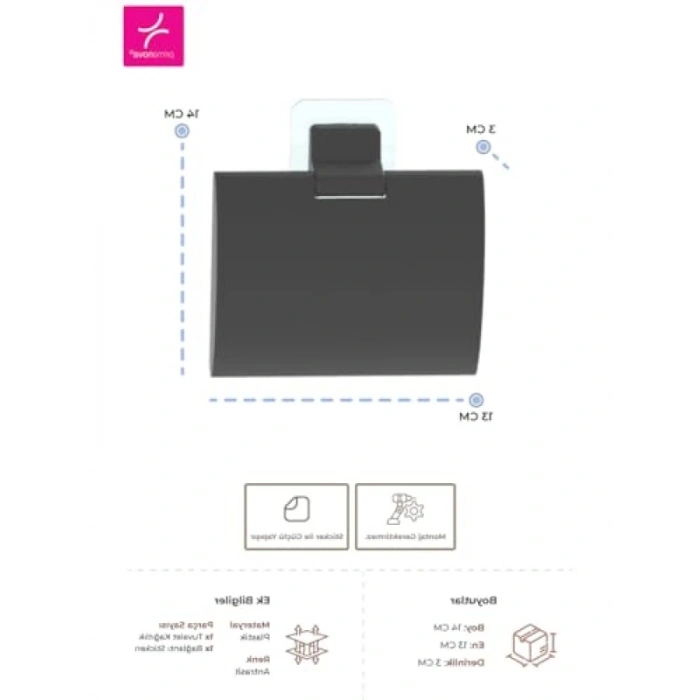 Yapışkanlı Tuvalet Kağıtlık - Antrasit Renk