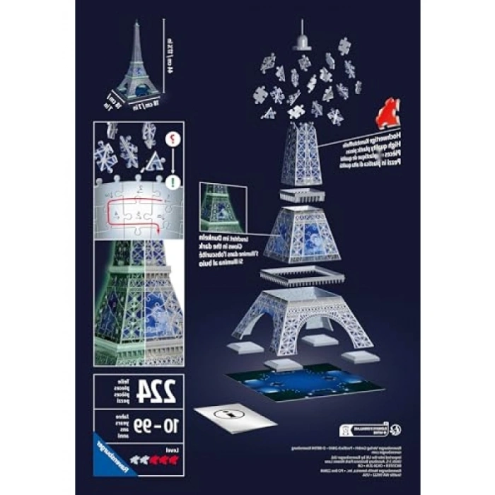 Yapıştırıcısız 3D Eyfel Kulesi Puzzle Seti