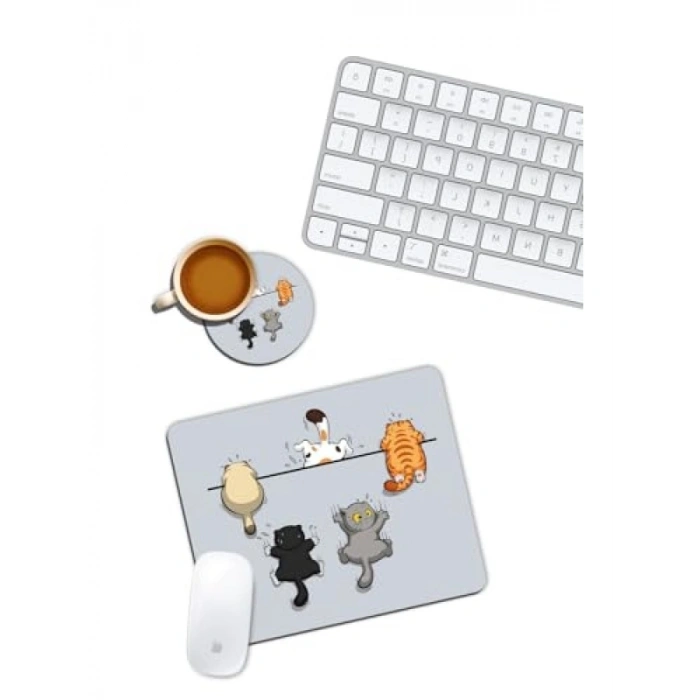 Yaramaz Kediler Temalı Mouse Pad ve Bardak Altlığı Seti