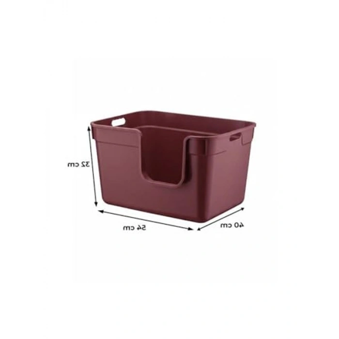 Yarı Açık Bordo Kedi Tuvaleti 54x40x32 cm, Rahat Kullanım