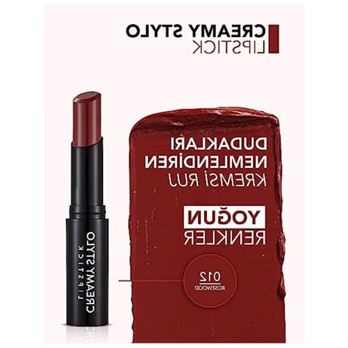 Yarı Parlak Stick Ruj, 012 Rosewood, Kolay Uygulama