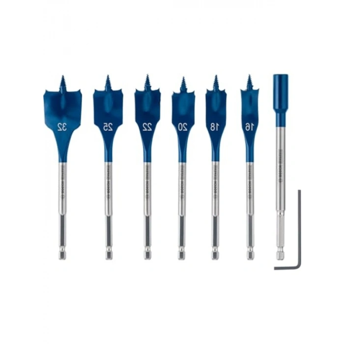 Yassı Freze Matkap Seti - 7 Parça, 16-32 mm