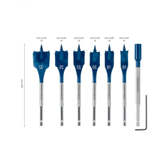 Yassı Freze Matkap Seti - 7 Parça, 16-32 mm