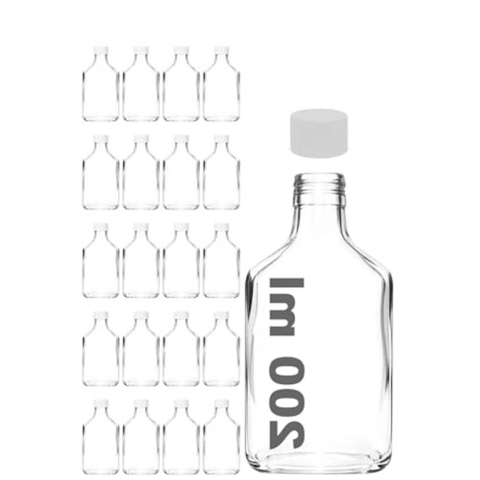 Yassı Şeffaf Soğuk Kahve Şişesi, 20 Adet Set