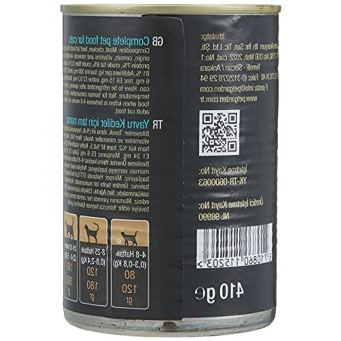 Yavru Kedi Konserve Maması, 410 G, Dana Etli Lezzet