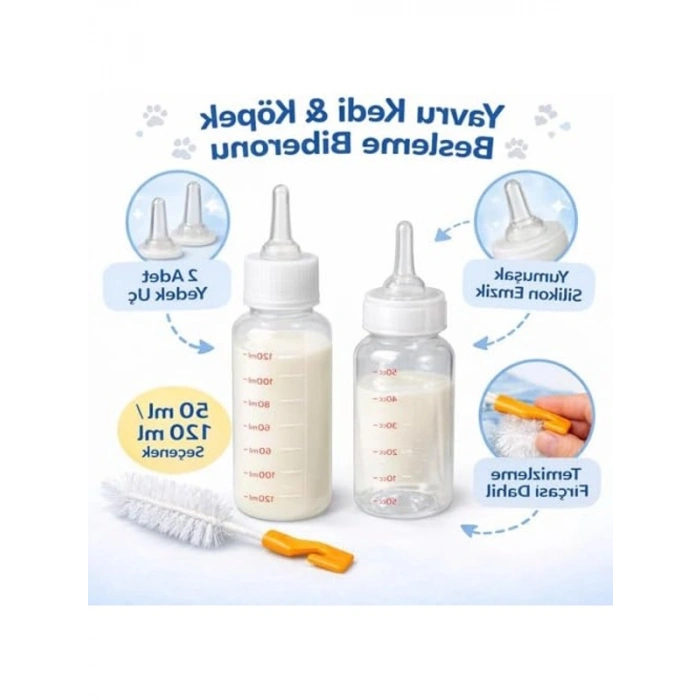 Yavru Kedi ve Köpekler İçin 120 ml Biberon Seti