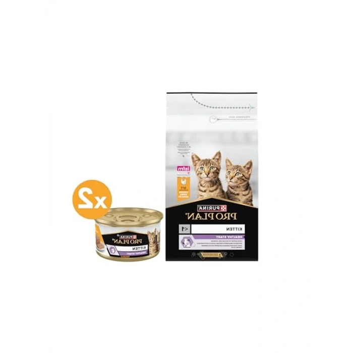 Yavru kediler için tavuk etli kuru mama, 1.5 kg + yaş mama seti