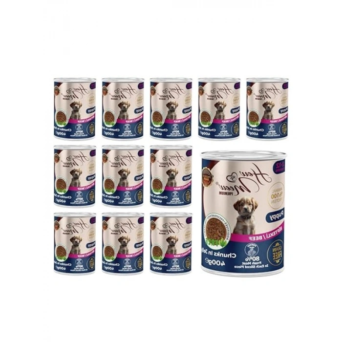 Yavru Köpekler için Biftek ve Jöleli Konserve Mama 400 Gr x 12 Adet