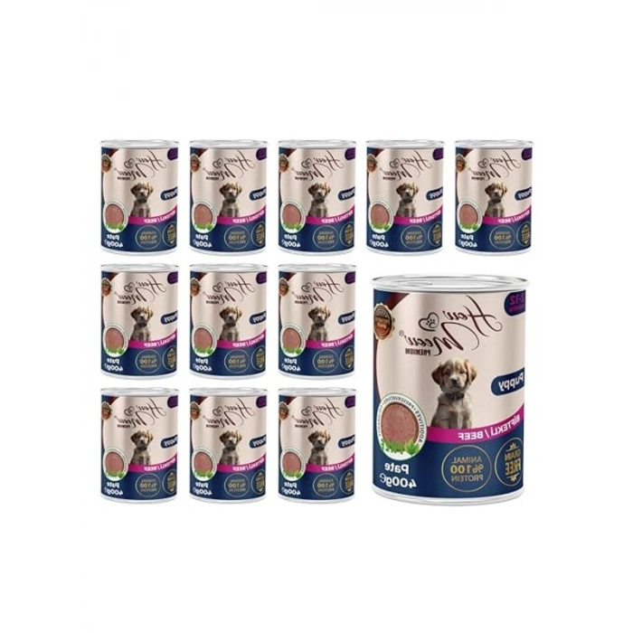 Yavru köpekler için biftekli pate, 400 gramlık 12 adet set