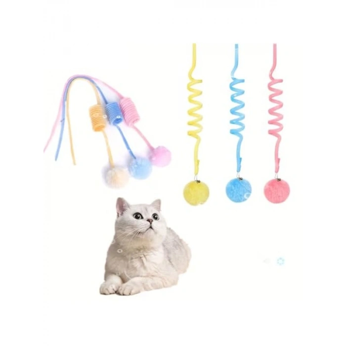 Yaylı Elastik Toplu Yapışkanlı Kedi Oyuncağı - 1 Adet