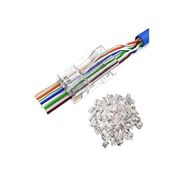 Yeni Nesil Delikli Cat6 RJ45 Konnektör UTP Jack (100 Adet)