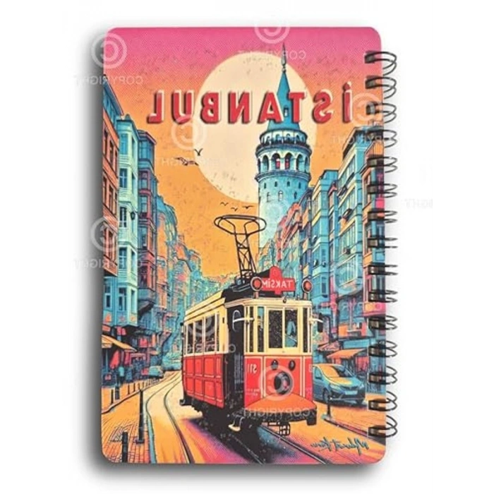 Yeni Yıl Temalı Simli Defter, A5 Boyutunda Spiralli ve Çizgisiz