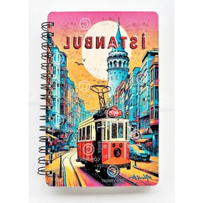 Yeni Yıl Temalı Simli Defter, A5 Boyutunda Spiralli ve Çizgisiz