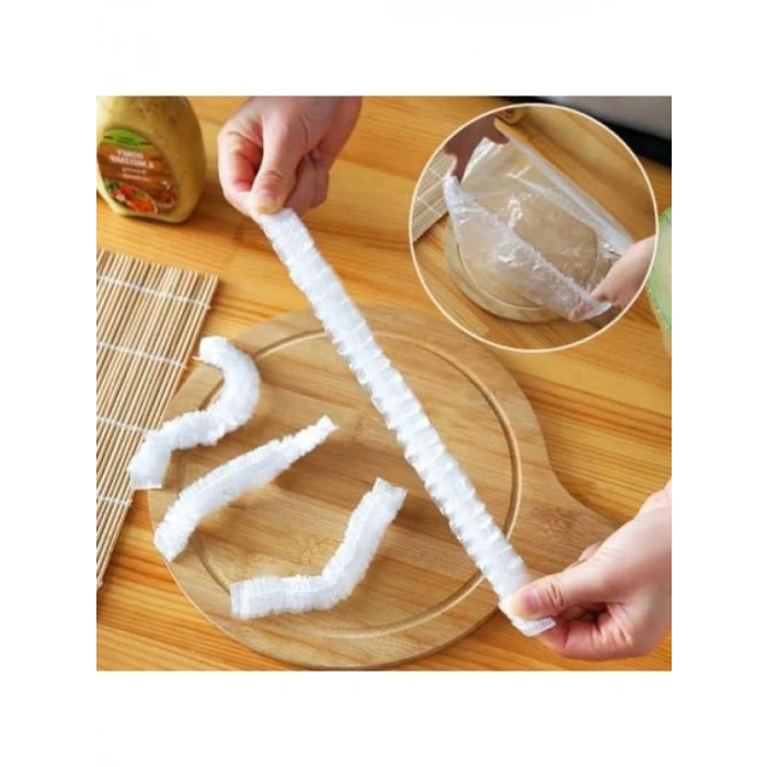 Yeniden Kullanılabilir Elastik Plastik Kase Kapakları - 100lü Set, Şeffaf