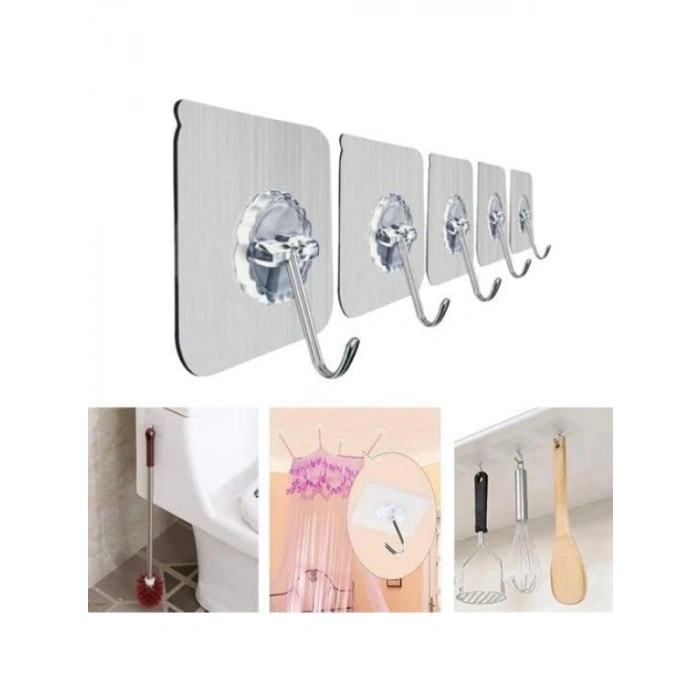 Yeniden Kullanılabilir Şeffaf Askı Kancası - 5li Set