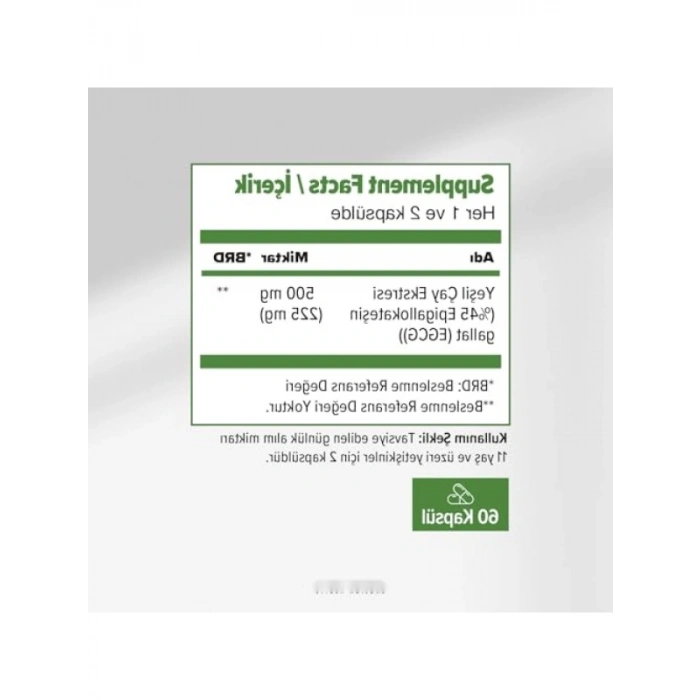 Yeşil Çay Ekstresi İçeren 500 Mg Kapsül - 60 Adet