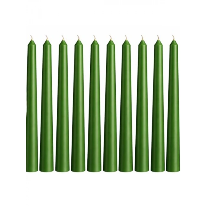 Yeşil İnce Şamdan Mum Seti - 10lu Paket