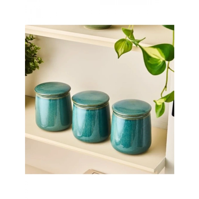 Yeşil Porselen 3lü Baharat Takımı