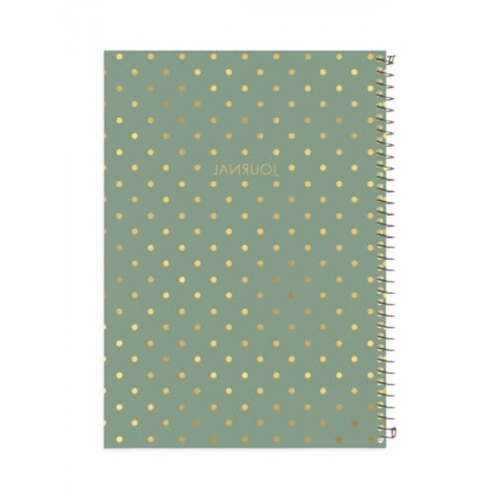 Yeşil Puantiyeli Çizgili Defter, 17x24 cm